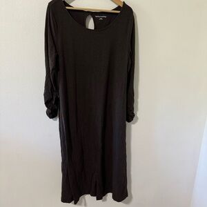 Garnet Hill Long Sleeve Stretch Modal Jersey Maxi Dress Brown Rear Keyhole-XL